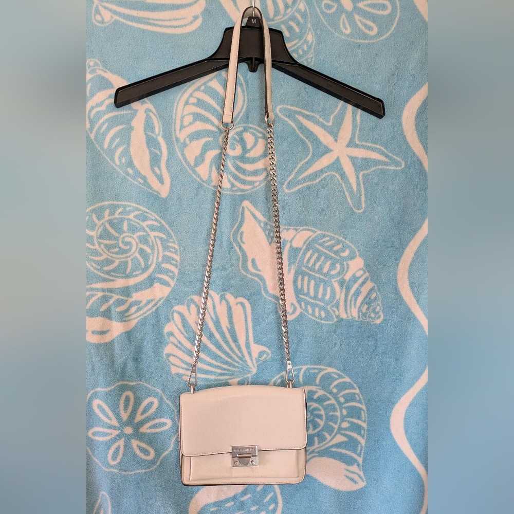 Rebecca Minkoff White Crossbody Bag with Silver Chain Strap
